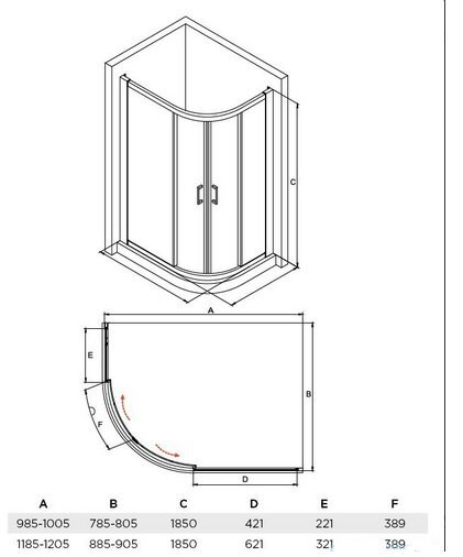 Pusapvalė dušo kabina Besco Modern, 80,90x185 cm kaina ir informacija | Dušo kabinos | pigu.lt