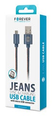 Кабель Forever micro USB cable jeans цена и информация | Forever Мобильные телефоны и аксессуары | pigu.lt