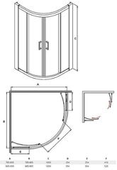 Полукруглая душевая кабина Besco Modern, 80,90x165 см цена и информация | Besco Душевые кабины и оборудование | pigu.lt