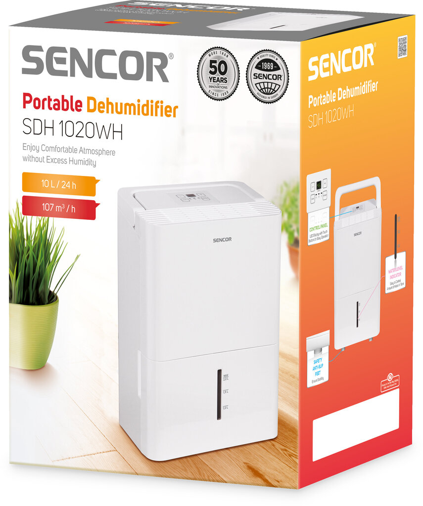 Oro sausintuvas SENCOR SDH 1020WH, 340W, 10L/24h, AIR FILTER цена и информация | Oro sausintuvai, drėgmės surinkėjai | pigu.lt