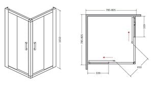 Kvadratinė dušo kabina Besco Modern, 80,90x165 cm kaina ir informacija | Besco Santechnika, remontas, šildymas | pigu.lt