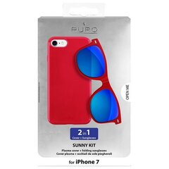 Puro Sunny Kit etui iPhone 7|8 + okulary SE 2020 | SE 2022 czerwony|red IPC747SUNNYKIT1RED цена и информация | Чехлы для телефонов | pigu.lt