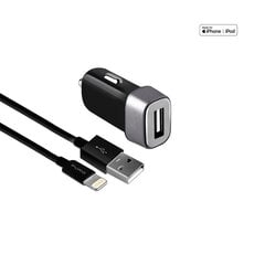 Puro Mini Car Charger +  Lightning MFI cable (1 m) black цена и информация | Зарядные устройства для телефонов | pigu.lt