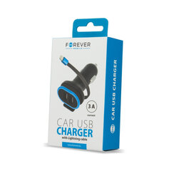 Automobilinis įkroviklis Forever Dual USB car charger CC-02 3A iPhone 8-pin kaina ir informacija | Krovikliai telefonams | pigu.lt