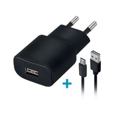 Forever TC-01 charger 1x USB 2A black + microUSB cable цена и информация | Зарядные устройства для телефонов | pigu.lt