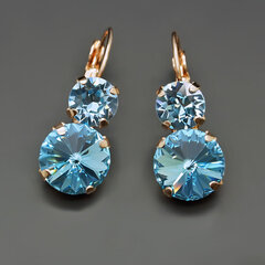 DiamondSky „Clarice VIII (Aquamarine Blue)“ su Swarovski kristalais moteriški auskarai, mėlyna kaina ir informacija | Auskarai | pigu.lt