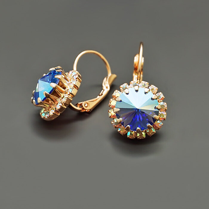 Auskarai moterims DiamondSky Clarice IX Sapphire Shimmer su Swarovski kristalais kaina ir informacija | Auskarai | pigu.lt