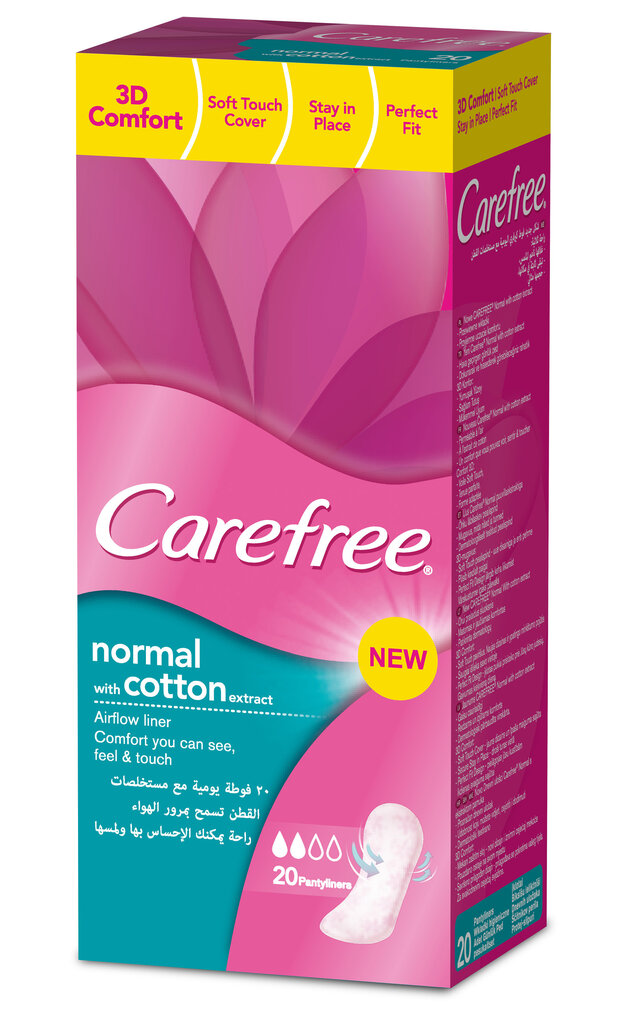 Higieniniai įklotai su medvilnės ekstraktu Carefree Normal 20 vnt. kaina ir informacija | Tamponai, higieniniai paketai, įklotai | pigu.lt