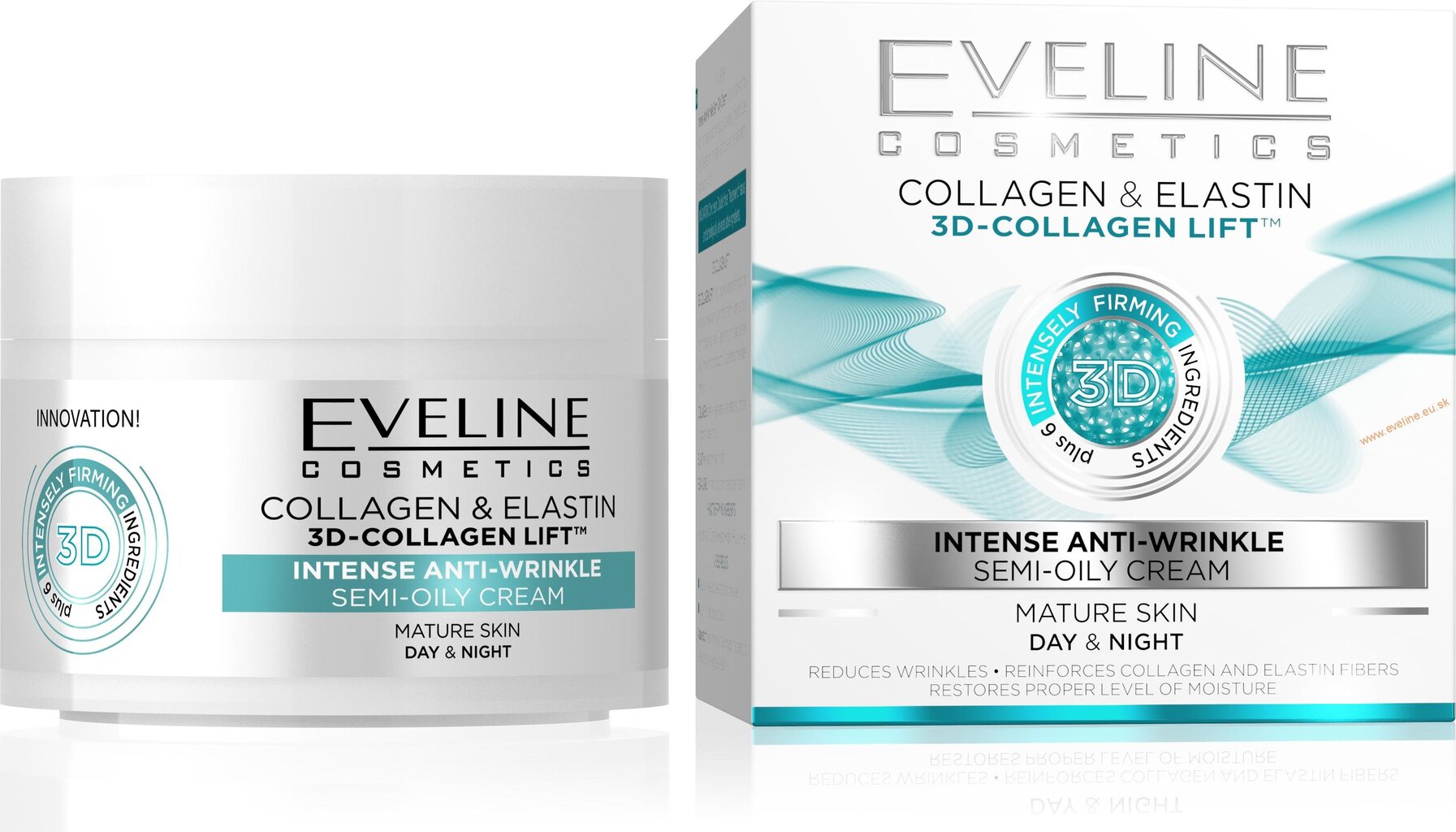 Pakeliantis veido odą kremas nuo raukšlių Eveline 3D Collagen Lift 50 ml kaina ir informacija | Veido kremai | pigu.lt
