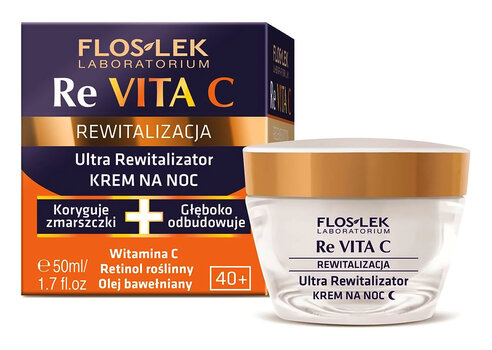 Naktinis veido kremas su vitaminu C ir retinoliu Floslek Re Vita C 40+ 50 ml kaina ir informacija | Veido kremai | pigu.lt