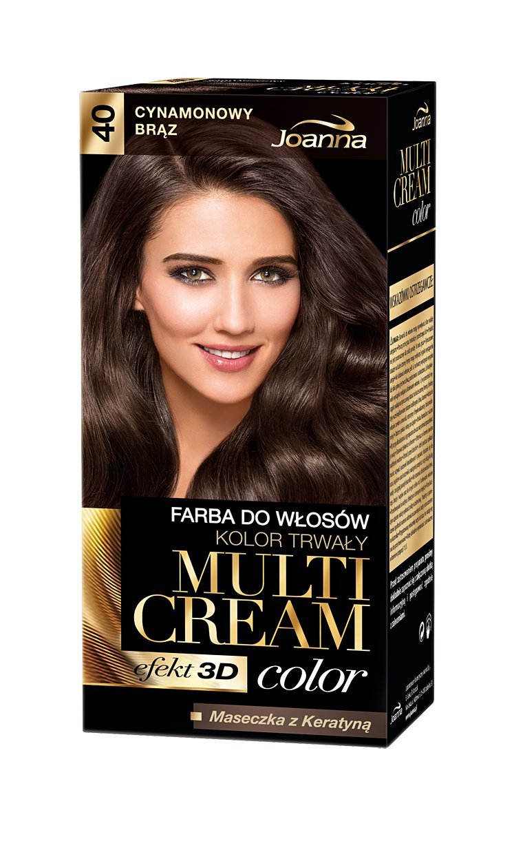 Plaukų dažai Joanna Multi Cream Color 100 ml, 40 Cinnamon Brown kaina |  pigu.lt