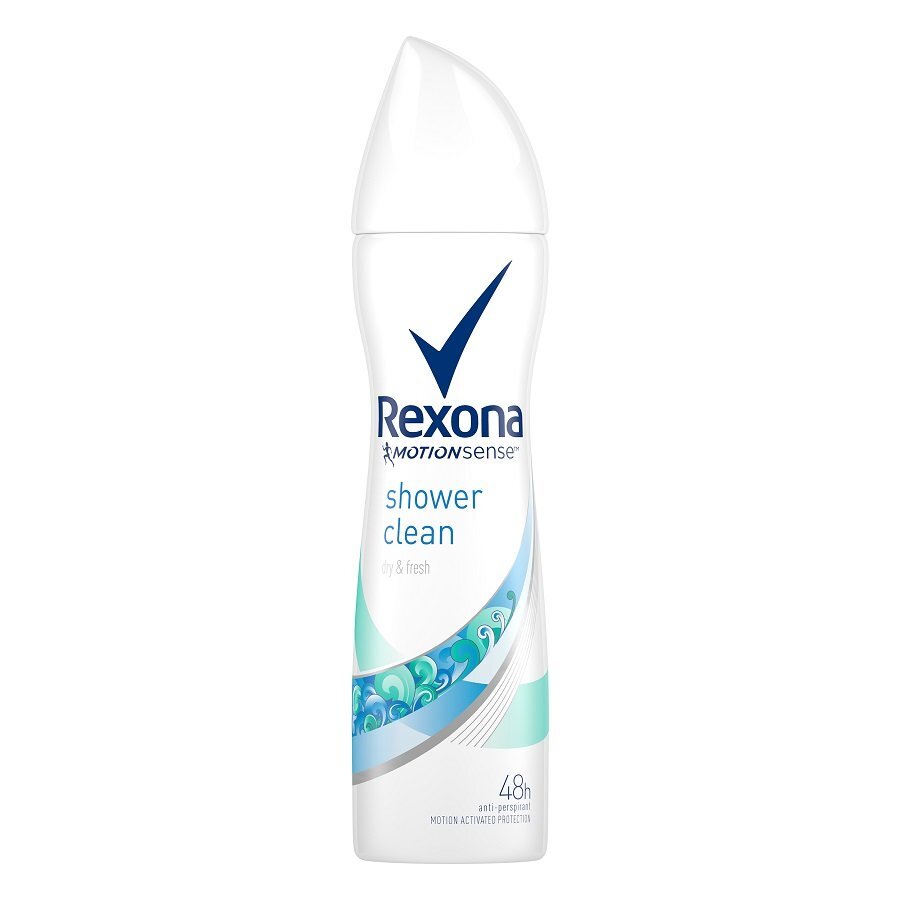 Purškiamas dezodorantas - antiperspirantas Rexona Motion Sense Shower Clean moterims 150 ml kaina ir informacija | Dezodorantai | pigu.lt