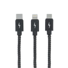 USB кабель Devia Pheez 3in1 MicroUSB-Lightning-Type-C 1.2 черный цена и информация | Кабели для телефонов | pigu.lt