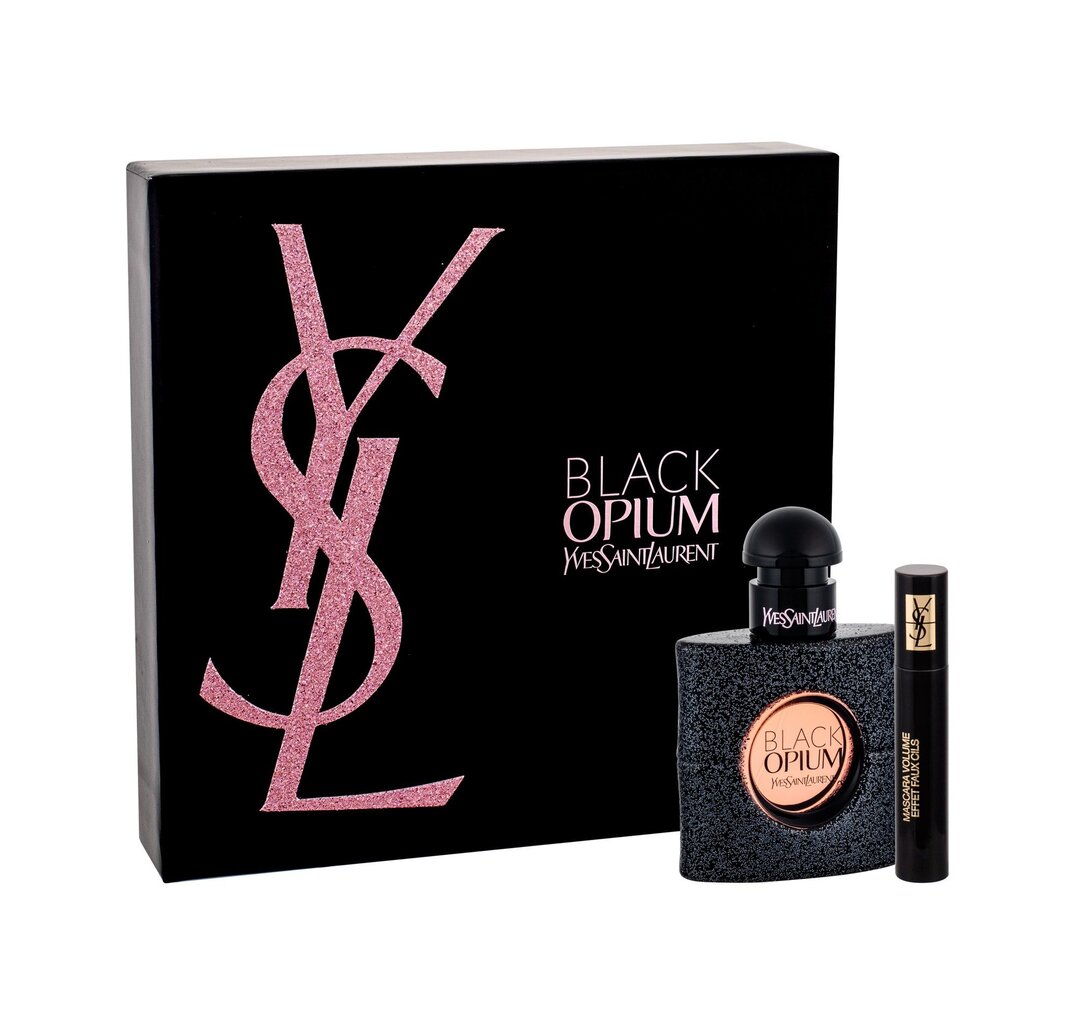 Rinkinys Yves Saint Laurent: kvapusis vanduo Black Opium EDP moterims 30 ml + apimties suteikiantis blakstienų tušas Volume Effet Faux Cils 2 ml цена и информация | Kvepalai moterims | pigu.lt