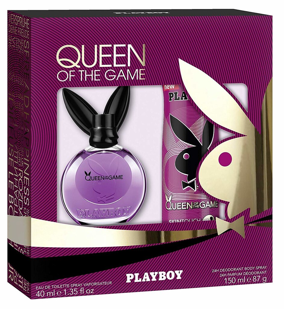 Rinkinys Playboy Queen Of The Game moterims: tualetinis vanduo EDT 40ml + purškiamas dezodorantas 150 ml kaina ir informacija | Kvepalai moterims | pigu.lt