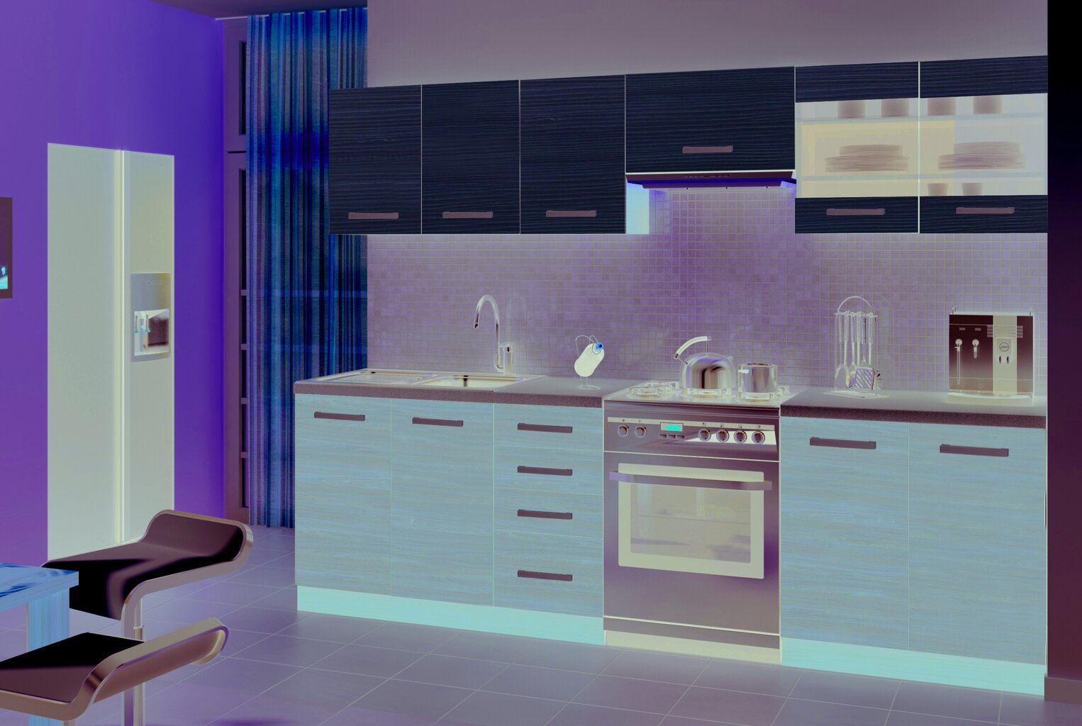 Virtuvinių spintelių komplektas Halmar Amanda, rudas/baltas kaina ir informacija | Virtuvės baldų komplektai | pigu.lt