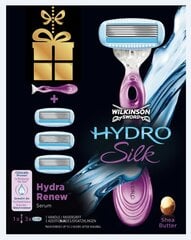 Комплект Wilkinson Sword Hydro Silk для женщин: бритва 1 шт. + кассеты для бритья Hydra Renew 3 шт. цена и информация | Косметика и средства для бритья | pigu.lt