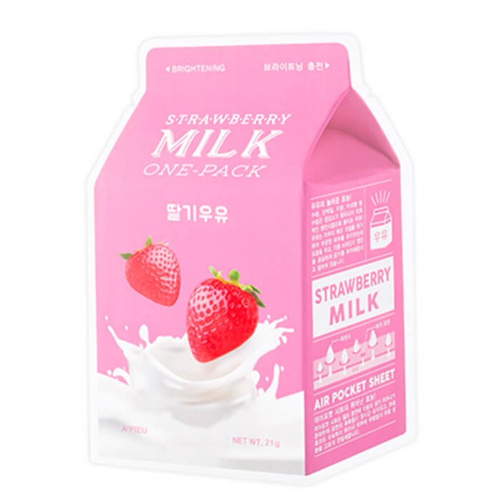 Skaistinamoji veido kaukė A'Pieu Milk One-pack Strawberry 20 g цена и информация | Veido kaukės, paakių kaukės | pigu.lt