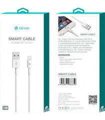 USB kabelis Devia Smart Lightning 2.0m baltas kaina ir informacija | Laidai telefonams | pigu.lt