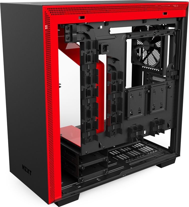 Nzxt H700 su langu, juodai raudonas (CA-H700B-BR) kaina ir informacija | Korpusai | pigu.lt