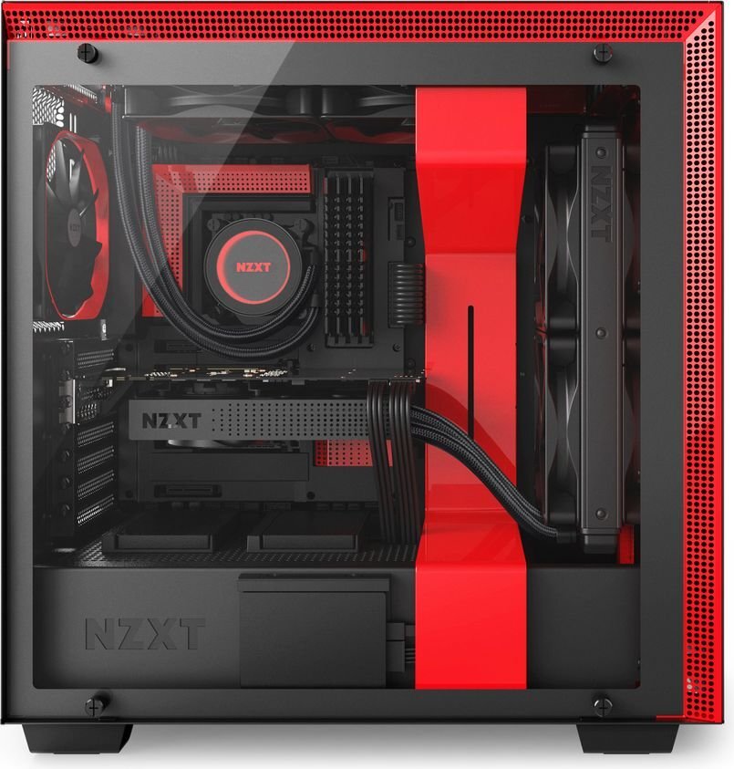 Nzxt H700 su langu, juodai raudonas (CA-H700B-BR) kaina ir informacija | Korpusai | pigu.lt