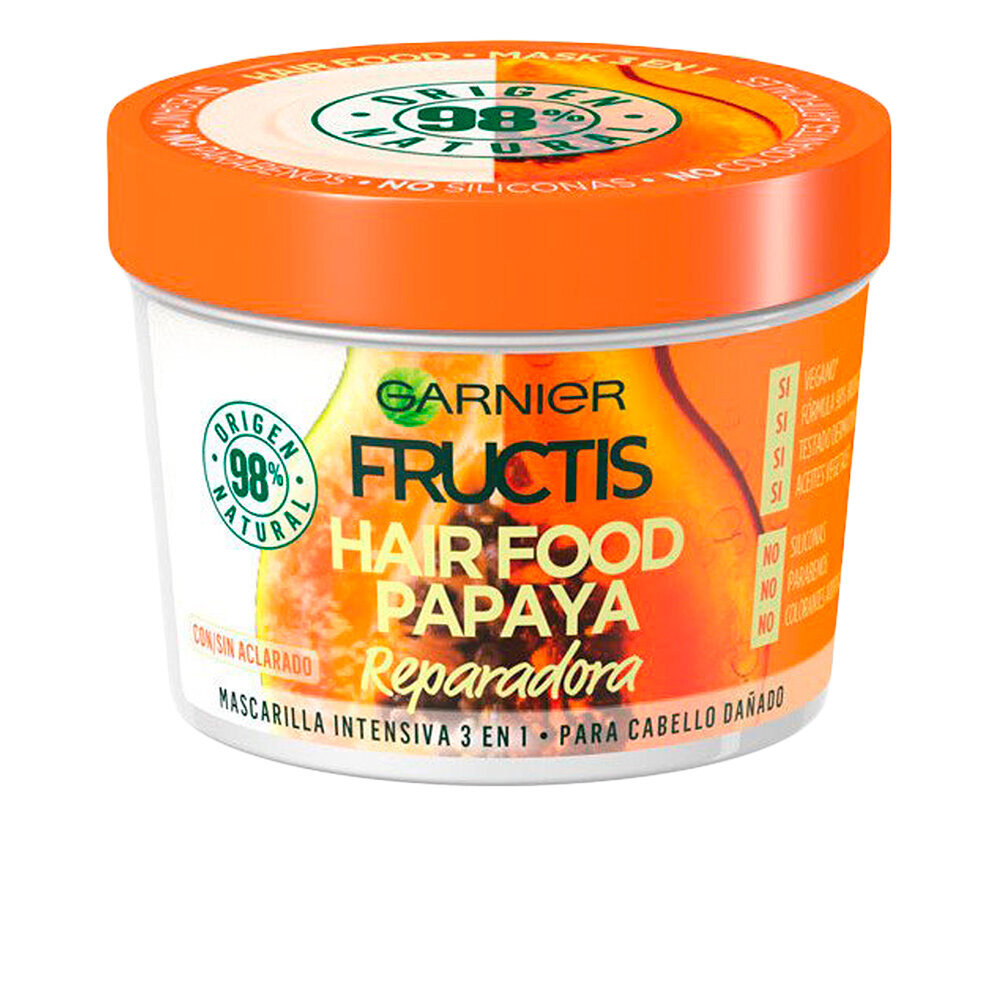 Atkuriamoji plaukų kaukė Hair Food Papaya Fructis, 390 ml kaina ir informacija | Priemonės plaukų stiprinimui | pigu.lt