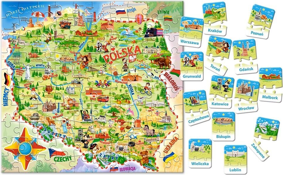 Dėlionė Castorland Lenkijos žemėlapis, 100 detalių цена и информация | Dėlionės (puzzle) | pigu.lt