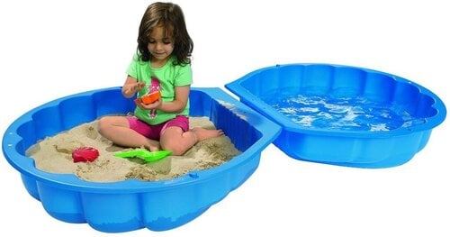 Пластиковая двухсекционная песочница-бассейн «Раковина», Simba Smoby, синяя цена и информация | Песочницы, песок | pigu.lt