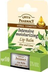 Бальзам для губ с алоэ и зеленым лимоном Green Pharmacy SPF 10 3,6 г цена и информация | Помады, бальзамы, блеск для губ | pigu.lt