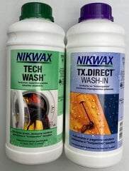 Drabužių priežiūros komplektas NIKWAX: skalbiklis + impregnantas (po 1000 ml) kaina ir informacija | Turistinio inventoriaus, drabužių ir avalynės priežiūros priemonės | pigu.lt