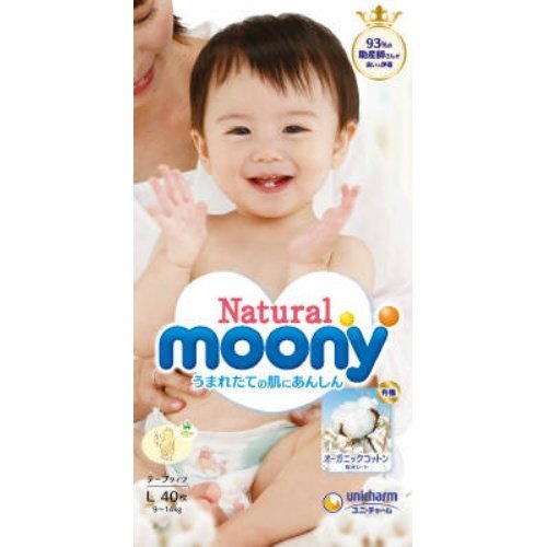 Japoniškos sauskelnės Moony Natural L 9-14 kg, 40 vnt. kaina ir informacija | Sauskelnės | pigu.lt