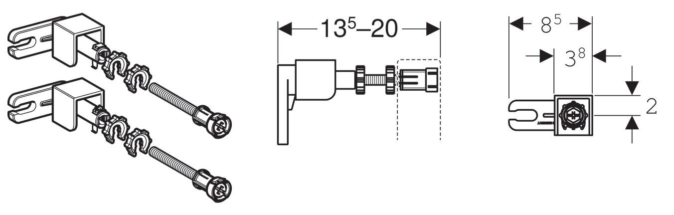 Distanciniai laikikliai Geberit Duofix rėmui 111.815.00.1 цена и информация | Priedai unitazams, bidė | pigu.lt