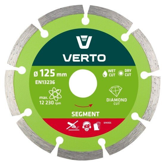 Segmentuotas deimantinis diskas Verto, 125 mm kaina ir informacija | Mechaniniai įrankiai | pigu.lt