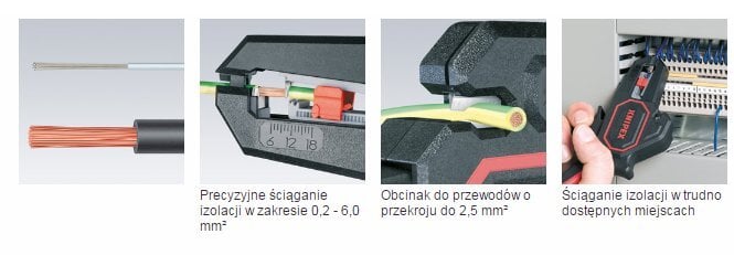 Knipex Szczypce samonastawne do ściągania izolacji 180mm (12 62 180) цена и информация | Mechaniniai įrankiai | pigu.lt