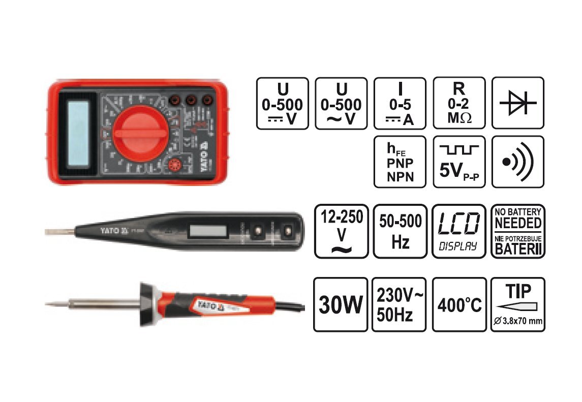 Yato įrankių elektrikams rinkinys YT-39009, 68 vnt. цена и информация | Mechaniniai įrankiai | pigu.lt