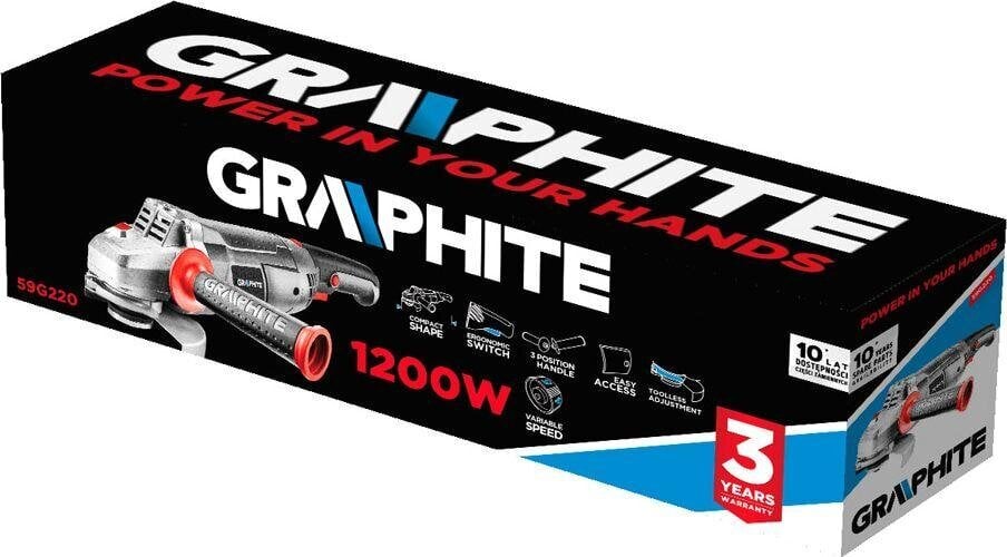 Kampinis šlifuoklis 1200 W, diskas 125 mm kaina ir informacija | Šlifuokliai | pigu.lt