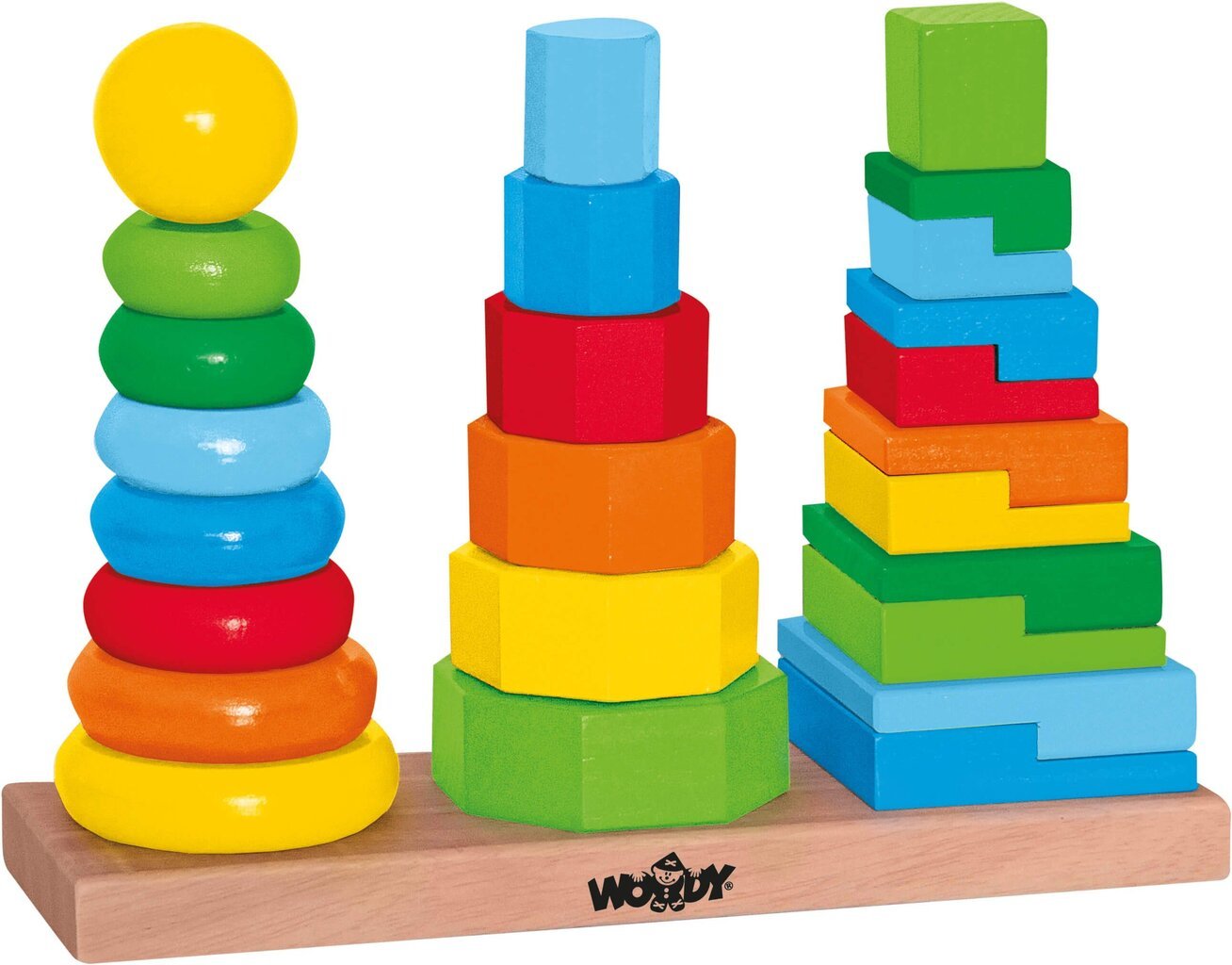Medinis žaislas "Lavinamieji bokšteliai", Woody kaina ir informacija | Žaislai kūdikiams | pigu.lt