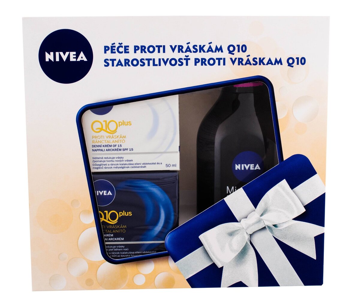 Veido priežiūros priemonių rinkinys Nivea: dieninis veido kremas 50 ml + naktinis veido kremas 50 ml + micelinis vanduo 400 ml kaina ir informacija | Veido kremai | pigu.lt