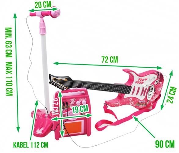 Žaislinė elektrinė gitara su stiprintuvu, mikrofonu ir MP3 jungtimi kaina ir informacija | Lavinamieji žaislai | pigu.lt