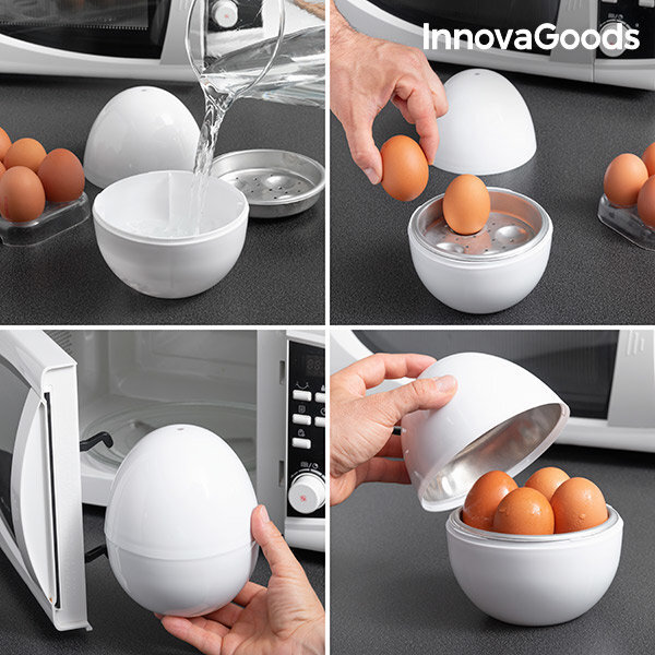 InnovaGoods Boilegg kiaušinių viryklė mikrobangų krosnelei su receptų knyga kaina ir informacija | Virtuvės įrankiai | pigu.lt