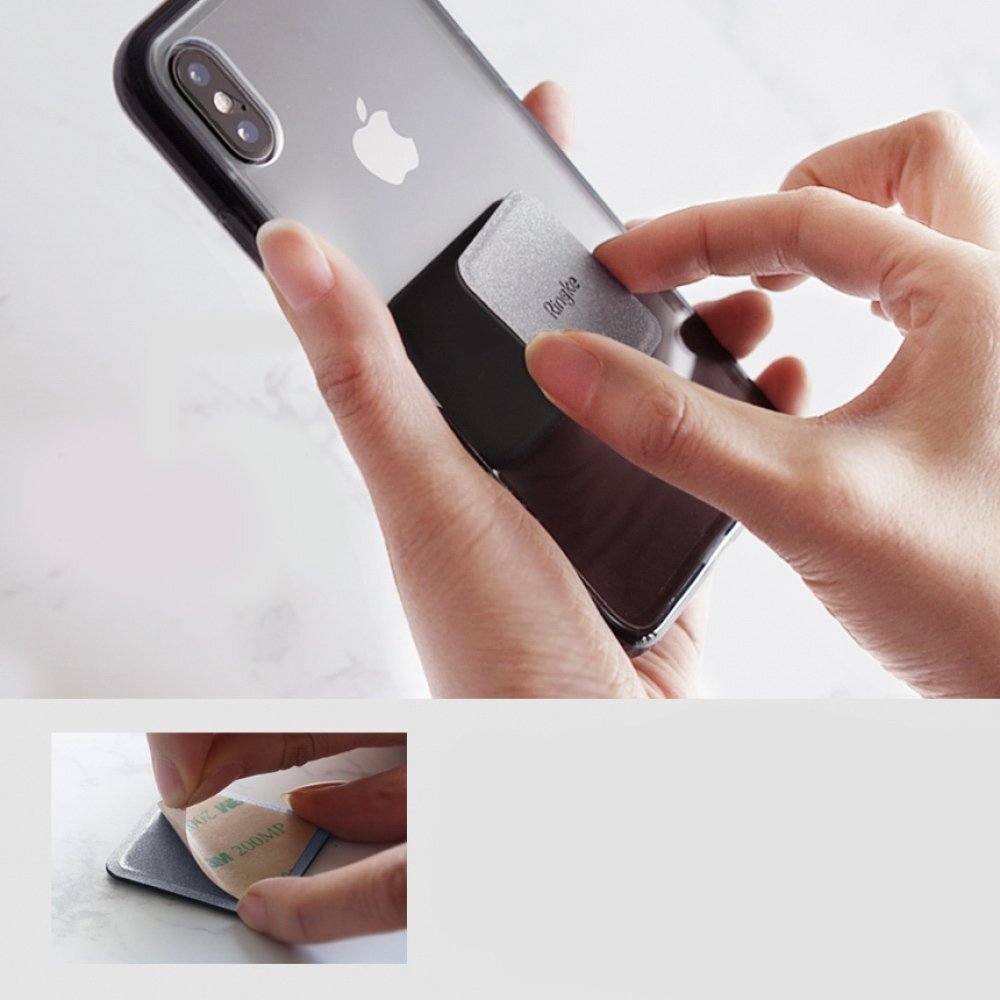 Magnetinės plokštelės prie telefono Ringke 2X, padengta pu oda, limpančiu paviršiumi, juodas (Acpu0001) цена и информация | Telefono laikikliai | pigu.lt