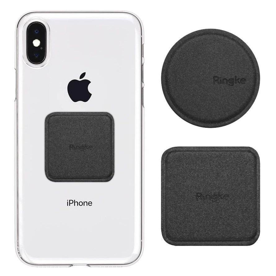 Magnetinės plokštelės prie telefono Ringke 2X, padengta pu oda, limpančiu paviršiumi, juodas (Acpu0001) цена и информация | Telefono laikikliai | pigu.lt