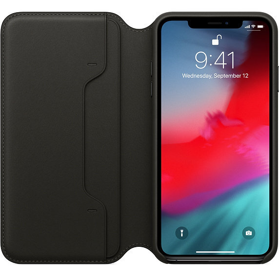 Apple Leather Folio Case MRX22ZM/A Black цена и информация | Telefono dėklai | pigu.lt