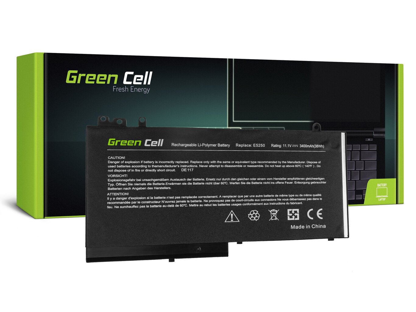 Green Cell Laptop Battery for Dell Latitude 11 3150 3160 12 E5250 E5270 цена и информация | Akumuliatoriai nešiojamiems kompiuteriams | pigu.lt