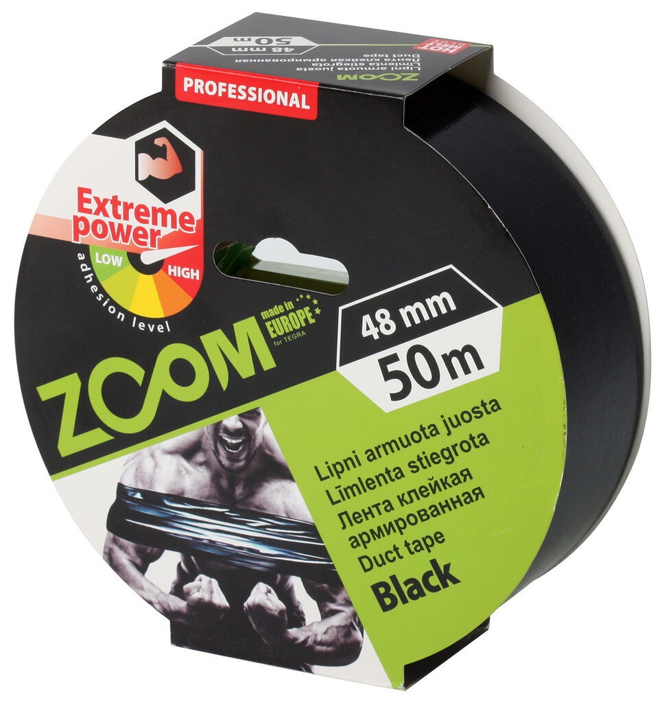 ZOOM profesionali armuota juostelė, 48 mm x 50 m, juoda kaina ir informacija | Mechaniniai įrankiai | pigu.lt