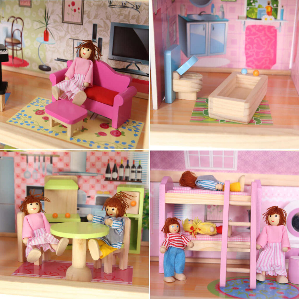 Medinis lėlių namelis Ecotoys цена и информация | Žaislai mergaitėms | pigu.lt