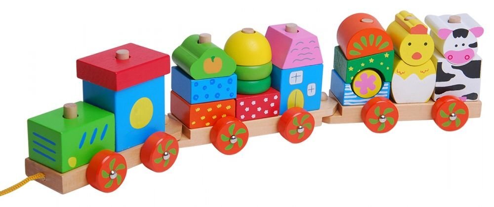 Medinis traukinukas su gyvūnėliais Ecotoys kaina ir informacija | Žaislai kūdikiams | pigu.lt