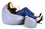 Кресло-мешок с пуфом Mega Comfort, искусственная кожа, светло-серое