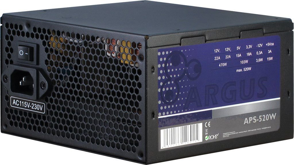 Inter-Tech Argus APS-520W (88882117) цена и информация | Maitinimo šaltiniai (PSU) | pigu.lt