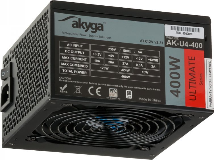 Akyga ATX AK-U4-400 400W 80+ Bronze kaina ir informacija | Maitinimo šaltiniai (PSU) | pigu.lt